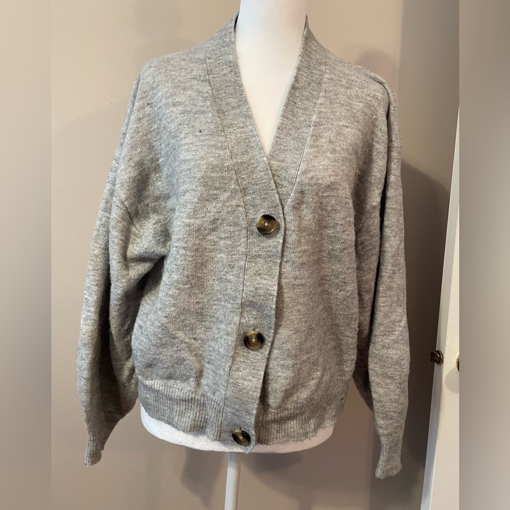 H&M Light Gray Button-Up Cardigan